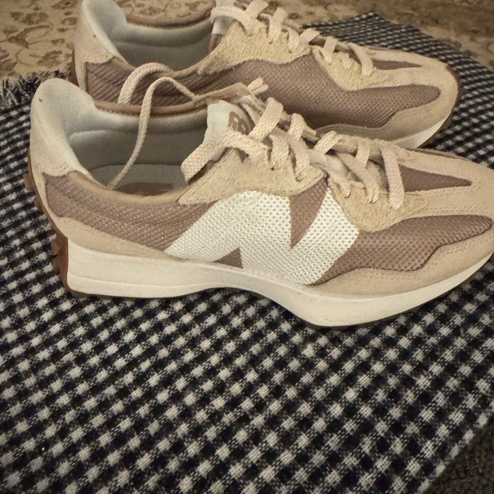 Women's New Balance 327 Beige and White Sneakers